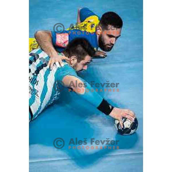 Stefan Zabic in action during EHF Champions League handball match between RK Celje Pivovarna Lasko and Pick Szeged in Dvorana Zlatorog, Celje, Slovenia on November 30, 2022. Photo: Jure Banfi