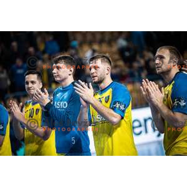 Aleks Vlah in action during EHF Champions League handball match between RK Celje Pivovarna Lasko and Pick Szeged in Dvorana Zlatorog, Celje, Slovenia on November 30, 2022. Photo: Jure Banfi