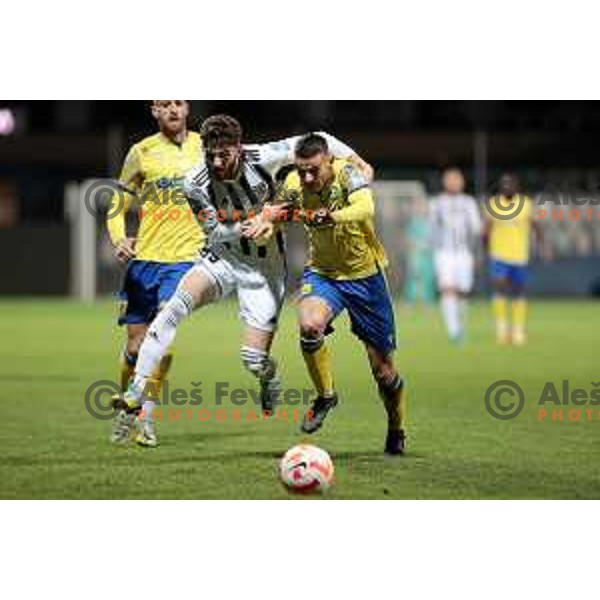 Dardan Shabanhaxhaj and Anis Jasaragic in action during Prva Liga Telemach 2022-2023 football match between Koper and Mura at Bonifika Arena in Koper, Slovenia on November 30, 2022