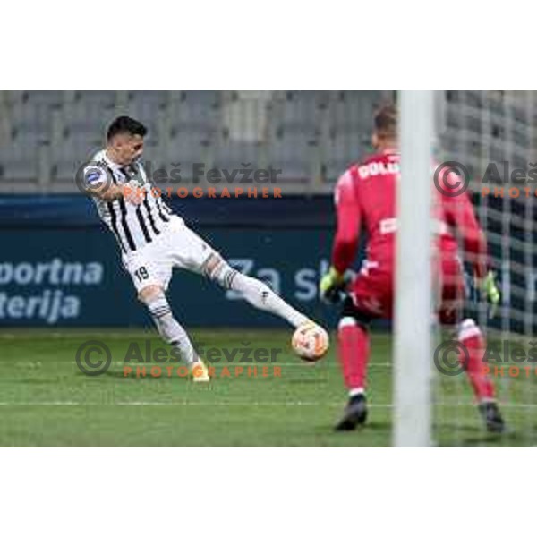 Mirlind Daku in action during Prva Liga Telemach 2022-2023 football match between Koper and Mura at Bonifika Arena in Koper, Slovenia on November 30, 2022