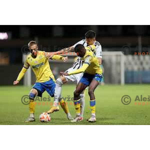 Mirlind Daku and Omar Correia in action during Prva Liga Telemach 2022-2023 football match between Koper and Mura at Bonifika Arena in Koper, Slovenia on November 30, 2022