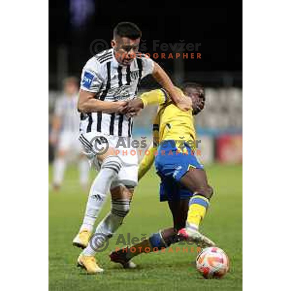 Mirlind Daku and Omar Correia in action during Prva Liga Telemach 2022-2023 football match between Koper and Mura at Bonifika Arena in Koper, Slovenia on November 30, 2022