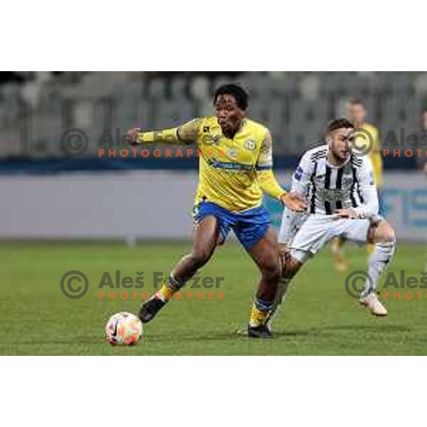 Bede Osuji in action during Prva Liga Telemach 2022-2023 football match between Koper and Mura at Bonifika Arena in Koper, Slovenia on November 30, 2022