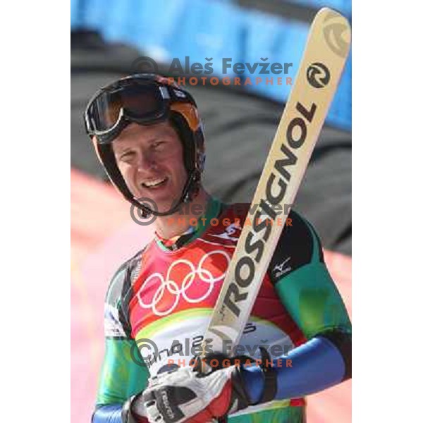 in the finish line of 2006 Torino Winter Olympic games men\'s downhill race in Borgata, Sestriere on February 12, 2006