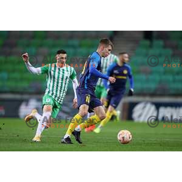 Mark Zabukovnik of Celje in action during Prva Liga Telemach 2022-2023 football match between Olimpija and Celje in SRC Stozice, Ljubljana, Slovenia on December 1, 2022