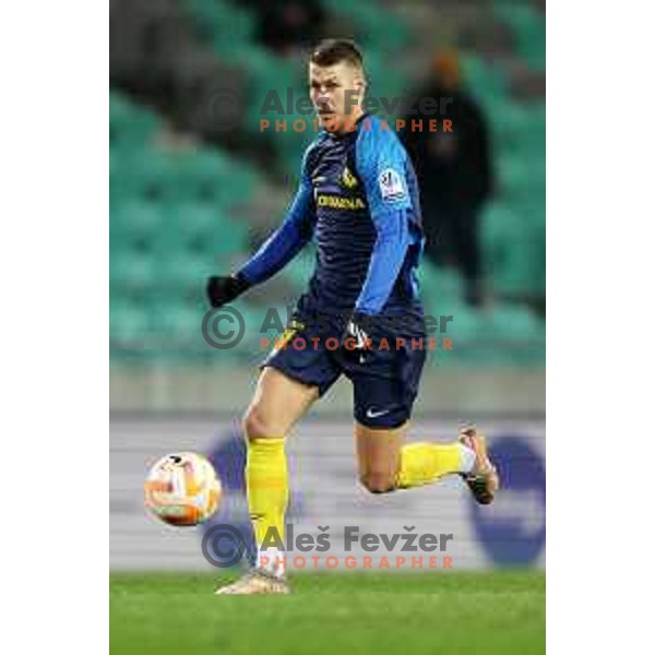 Lovro Bizjak of Celje in action during Prva Liga Telemach 2022-2023 football match between Olimpija and Celje in SRC Stozice, Ljubljana, Slovenia on December 1, 2022