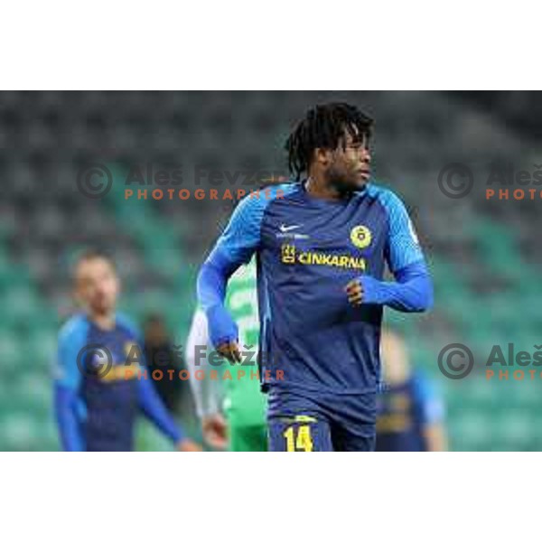 Charles Chukwubuikem Ikwuemesi in action during Prva Liga Telemach 2022-2023 football match between Olimpija and Celje in SRC Stozice, Ljubljana, Slovenia on December 1, 2022