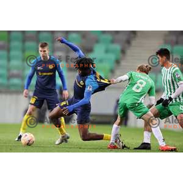 Charles Chukwubuikem Ikwuemesi in action during Prva Liga Telemach 2022-2023 football match between Olimpija and Celje in SRC Stozice, Ljubljana, Slovenia on December 1, 2022