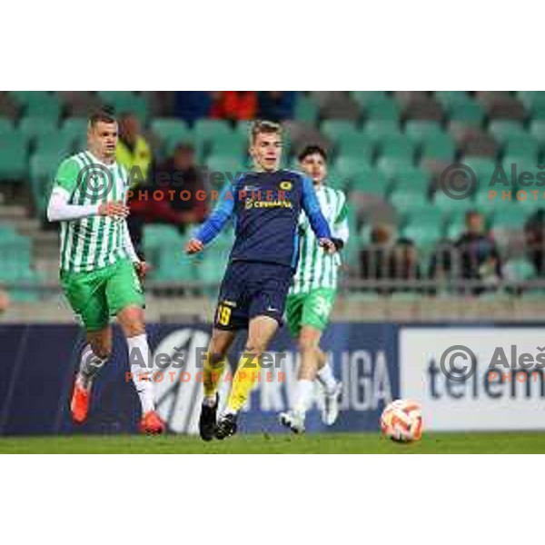 Mark Zabukovnik of Celje in action during Prva Liga Telemach 2022-2023 football match between Olimpija and Celje in SRC Stozice, Ljubljana, Slovenia on December 1, 2022