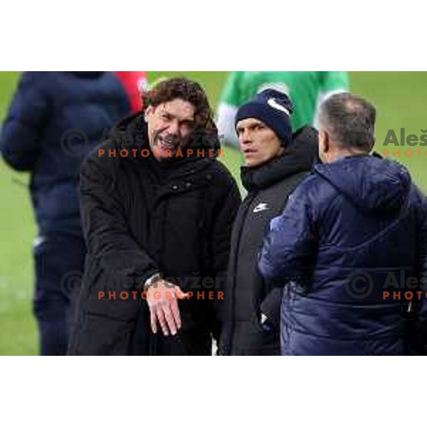 Roman Pylypchuk, head coach of Celje and Darijan Matic during Prva Liga Telemach 2022-2023 football match between Olimpija and Celje in SRC Stozice, Ljubljana, Slovenia on December 1, 2022