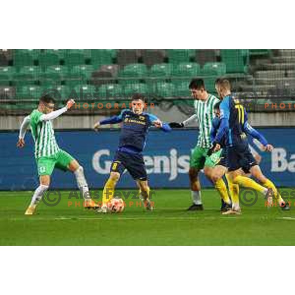 Mario Kvesic in action during Prva Liga Telemach 2022-2023 football match between Olimpija and Celje in SRC Stozice, Ljubljana, Slovenia on December 1, 2022