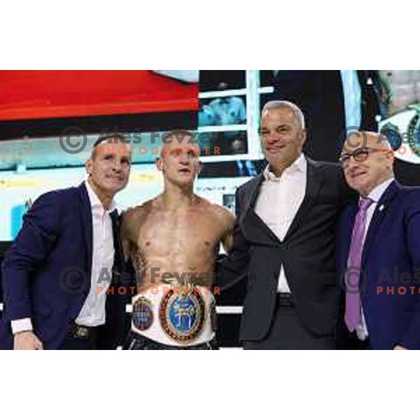 Tomaz Barada, Ziga Pecnik, New World Champion in kickboxing, Sasa Arsenovic and Bogdan Gabrovec during Arena Fight Nights- Sport & Charity event in Maribor, Slovenia on December 2, 2022