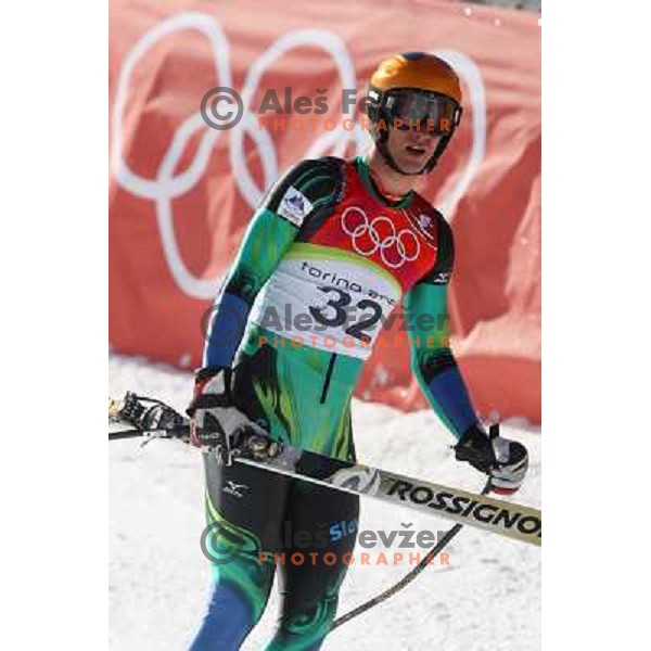 in the finish line of 2006 Torino Winter Olympic games men\'s downhill race in Borgata, Sestriere on February 12, 2006