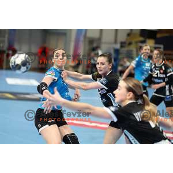 Daria Dmitrieva in action during EHF Champions league Women handball match between Krim Mercator (SLO) and Odense (DEN) in Ljubljana, Slovenia on December 4, 2022 