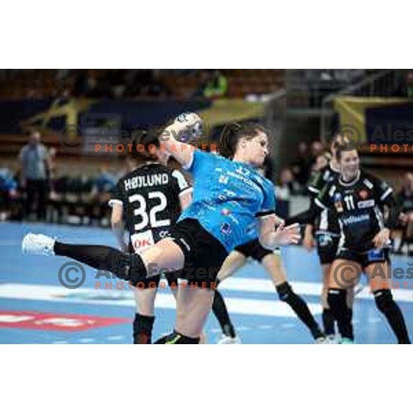 Natasa Ljepoja in action during EHF Champions league Women handball match between Krim Mercator (SLO) and Odense (DEN) in Ljubljana, Slovenia on December 4, 2022 