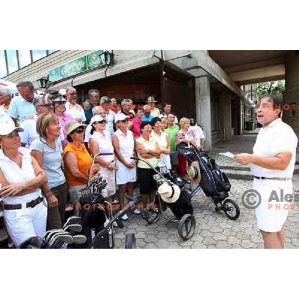 Miha Brejc talks to participants of golf tournament of Slovenian- Italian Friendship, played in Lipica 12.7.2008. Photo by Ales Fevzer 