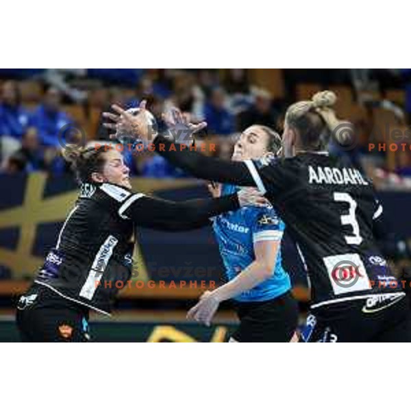 Daria Dmitrieva in action during EHF Champions league Women handball match between Krim Mercator (SLO) and Odense (DEN) in Ljubljana, Slovenia on December 4, 2022 