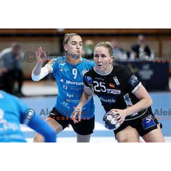 Nina Zabjek in action during EHF Champions league Women handball match between Krim Mercator (SLO) and Odense (DEN) in Ljubljana, Slovenia on December 4, 2022 