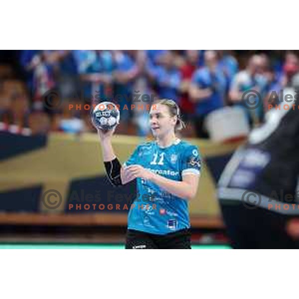 Daria Dmitrieva in action during EHF Champions league Women handball match between Krim Mercator (SLO) and Odense (DEN) in Ljubljana, Slovenia on December 4, 2022 