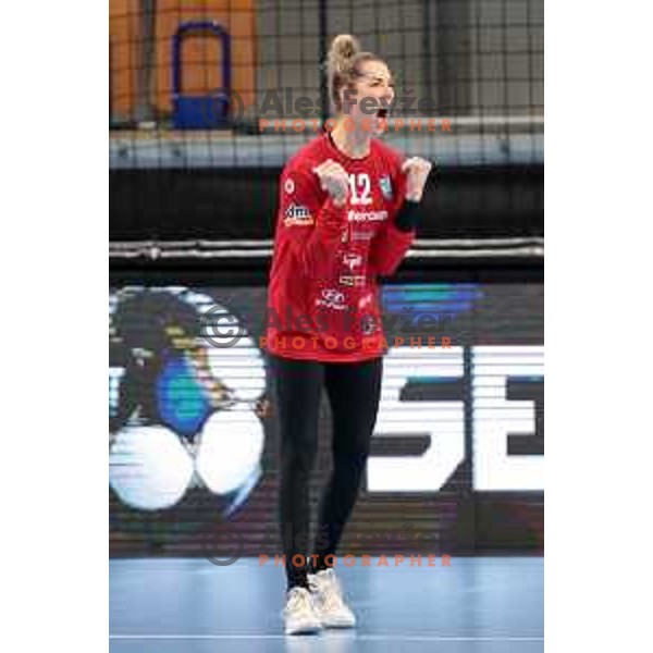 Barbara Arenhart in action during EHF Champions league Women handball match between Krim Mercator (SLO) and Odense (DEN) in Ljubljana, Slovenia on December 4, 2022 