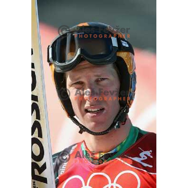 in the finish line of 2006 Torino Winter Olympic games men\'s downhill race in Borgata, Sestriere on February 12, 2006
