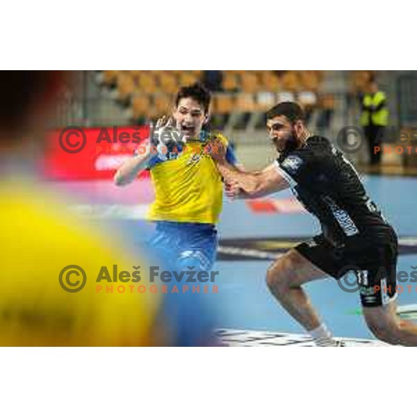 Tilen Strmljan in action during EHF Champions League handball match between Celje Pivovarna Lasko and Elverum handball in Zlatorog Arena, Celje, Slovenia on December 7, 2022