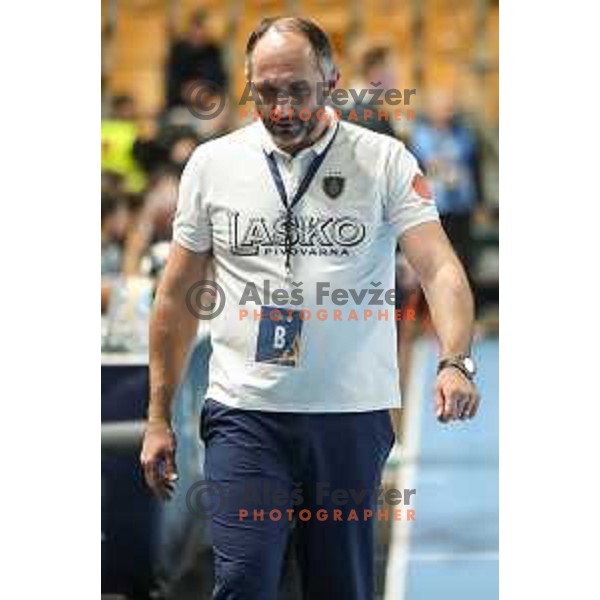 Alem Toskic in action during EHF Champions League handball match between Celje Pivovarna Lasko and Elverum handball in Zlatorog Arena, Celje, Slovenia on December 7, 2022