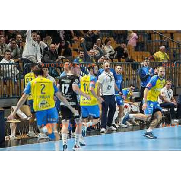 in action during EHF Champions League handball match between Celje Pivovarna Lasko and Elverum handball in Zlatorog Arena, Celje, Slovenia on December 7, 2022