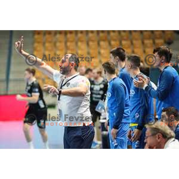 Alem Toskic in action during EHF Champions League handball match between Celje Pivovarna Lasko and Elverum handball in Zlatorog Arena, Celje, Slovenia on December 7, 2022