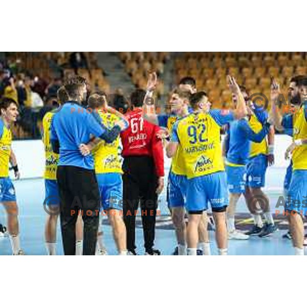 in action during EHF Champions League handball match between Celje Pivovarna Lasko and Elverum handball in Zlatorog Arena, Celje, Slovenia on December 7, 2022