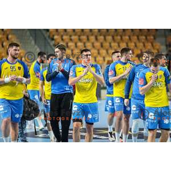 in action during EHF Champions League handball match between Celje Pivovarna Lasko and Elverum handball in Zlatorog Arena, Celje, Slovenia on December 7, 2022