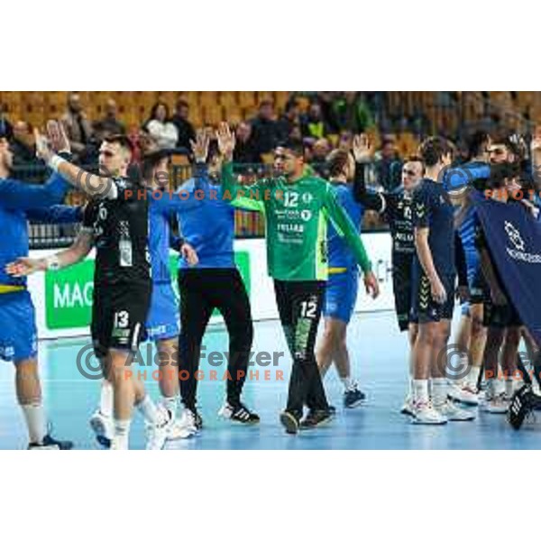 in action during EHF Champions League handball match between Celje Pivovarna Lasko and Elverum handball in Zlatorog Arena, Celje, Slovenia on December 7, 2022