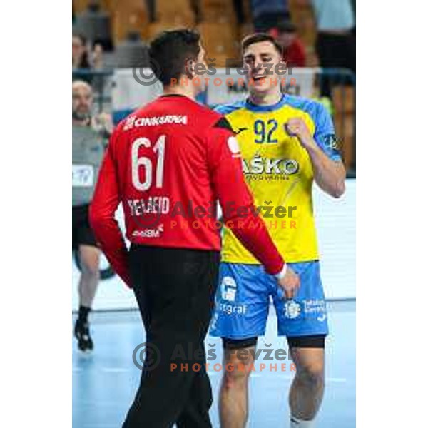 in action during EHF Champions League handball match between Celje Pivovarna Lasko and Elverum handball in Zlatorog Arena, Celje, Slovenia on December 7, 2022