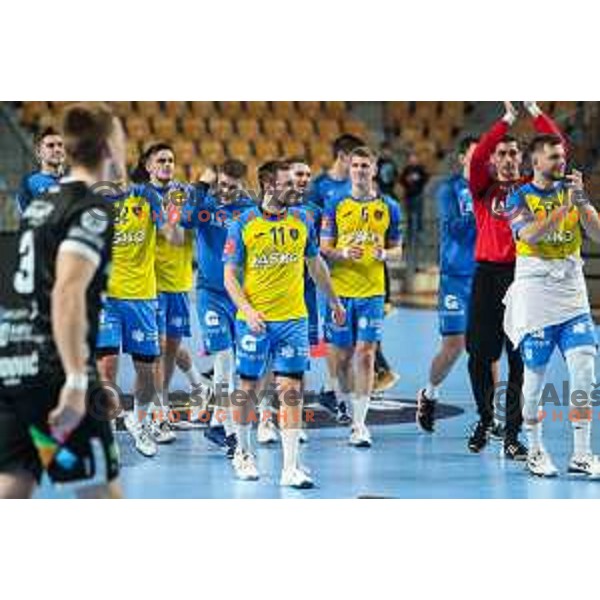 Gal Marguc in action during EHF Champions League handball match between Celje Pivovarna Lasko and Elverum handball in Zlatorog Arena, Celje, Slovenia on December 7, 2022