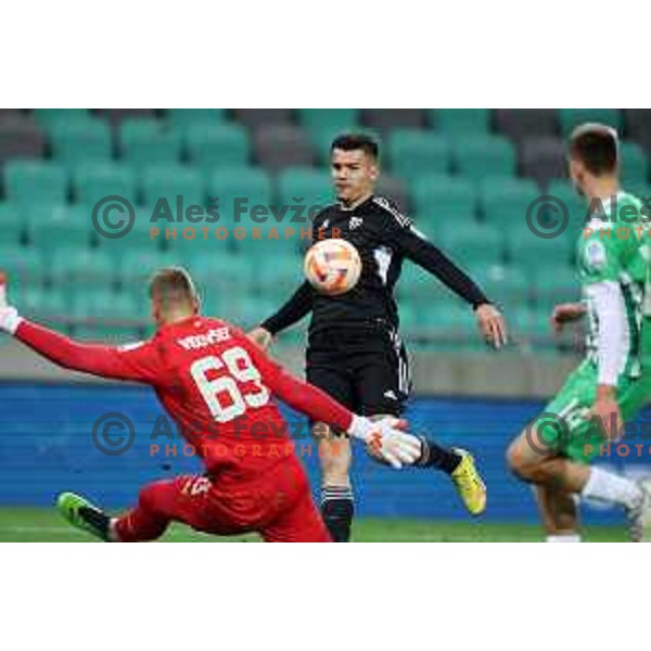 Mirlind Daku in action during Prva Liga Telemach 2022-2023 football match between Olimpija and Mura in SRC Stozice, Ljubljana, Slovenia on December 8, 2022 
