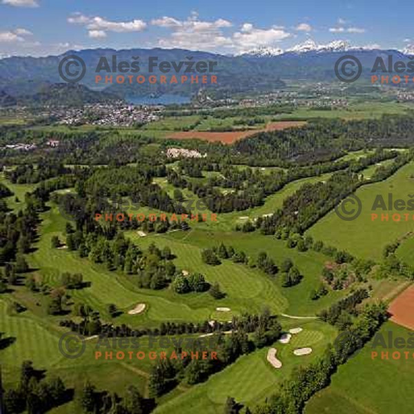 Bled Golf & Country Club, Slovenia from the Air. King\'s golf course (6256 meters, par 73) and Lakes golf course (6094 meters, par 72). Photo by Ales Fevzer 