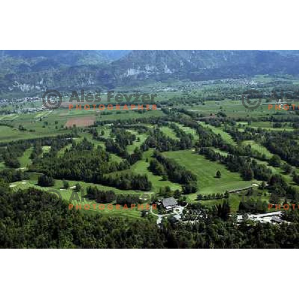 Bled Golf & Country Club, Slovenia from the Air. King\'s golf course (6256 meters, par 73) and Lakes golf course (6094 meters, par 72). Photo by Ales Fevzer 