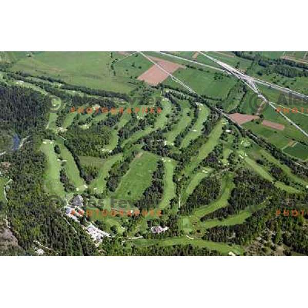 Bled Golf & Country Club, Slovenia from the Air. King\'s golf course (6256 meters, par 73) and Lakes golf course (6094 meters, par 72). Photo by Ales Fevzer 