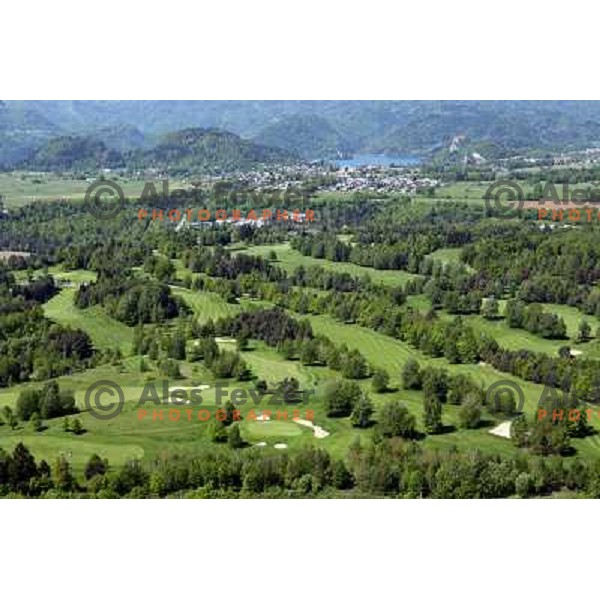 Bled Golf & Country Club, Slovenia from the Air. King\'s golf course (6256 meters, par 73) and Lakes golf course (6094 meters, par 72). Photo by Ales Fevzer 
