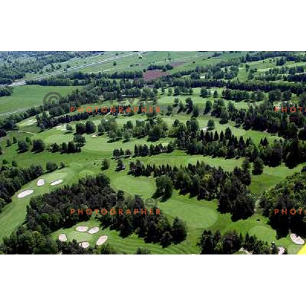 Bled Golf & Country Club, Slovenia from the Air. King\'s golf course (6256 meters, par 73) and Lakes golf course (6094 meters, par 72). Photo by Ales Fevzer 
