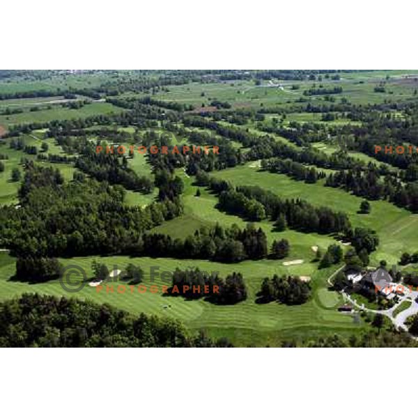 Bled Golf & Country Club, Slovenia from the Air. King\'s golf course (6256 meters, par 73) and Lakes golf course (6094 meters, par 72). Photo by Ales Fevzer 