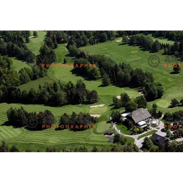 Bled Golf & Country Club, Slovenia from the Air. King\'s golf course (6256 meters, par 73) and Lakes golf course (6094 meters, par 72). Photo by Ales Fevzer 