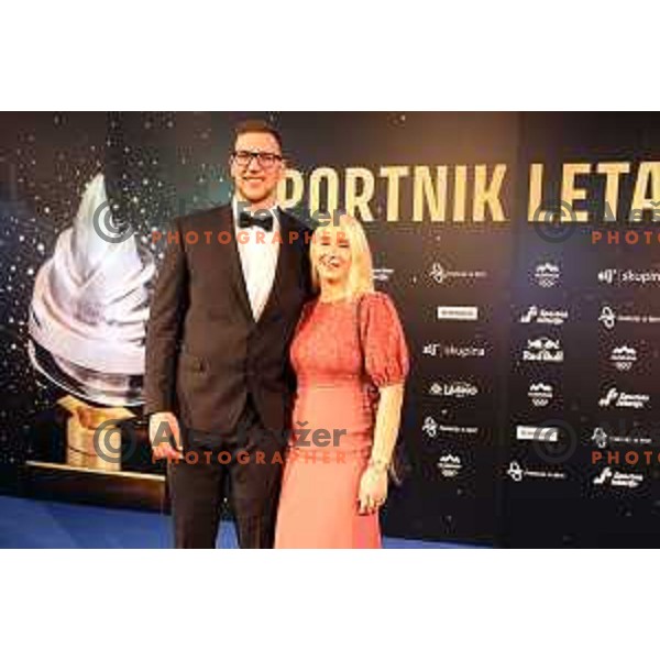 Kristjan Ceh and his girl-friend Anna Maria Orel at reception for best Slovenian Sportsman 2022 in Cankarjev dom, Ljubljana, Slovenia on December 13, 2022 