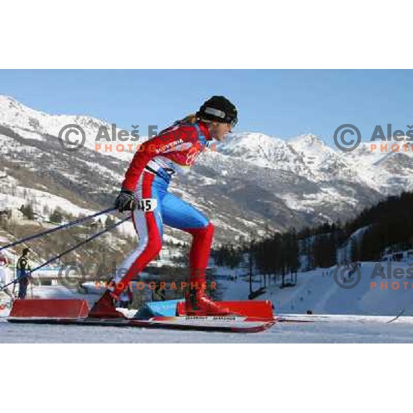 Maja Benedicic of Slovenia competes at Cross-country Women\'s 15km Pursuit (7.5km+7.5km) during Torino 2006 Winter Olympic Games in Pragelato Plan, Italy on February 12, 2006