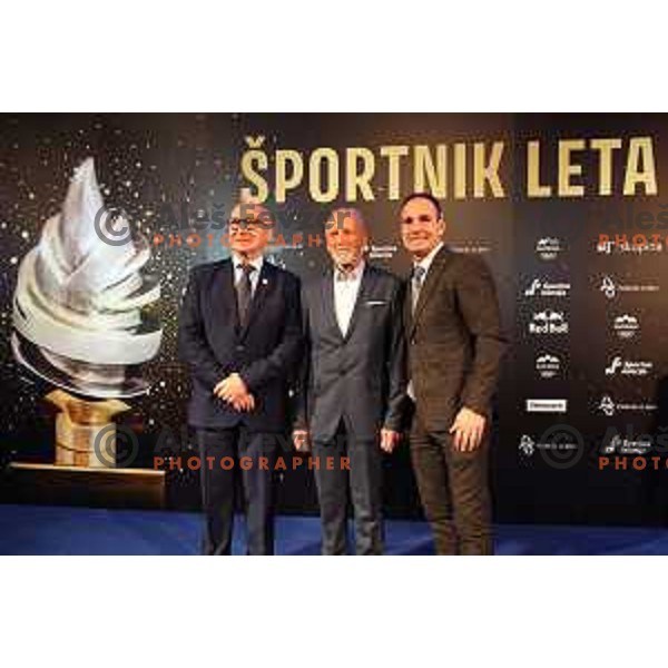 Bogdan Gabrovec, Miro Cerar and Tomaz Barada at Slovenian Sports Press Gala night with awards for Best Slovenian Sportsman 2022 in Cankarjev dom, Ljubljana, Slovenia on December 13, 2022