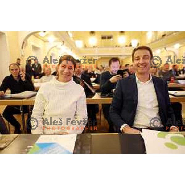 Rasa Sraka and Iztok Cop at General Assembly of OKS-ZSZ in hotel Union, Ljubljana, Slovenia on December 16, 2022 