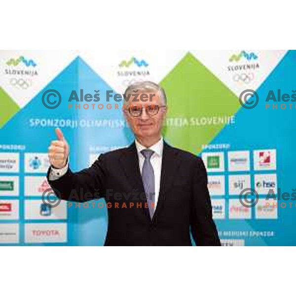Franjo Bobinac, newly elected president of Slovenia Olympic Committee at press conference after General Assembly of OKS-ZSZ in hotel Union, Ljubljana, Slovenia on December 16, 2022