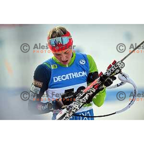 Anamarija Lampic (SLO) in action during Women\'s Sprint 7.5 km at IBU Biathlon World Cup, Pokljuka, Slovenia on January 5, 2023