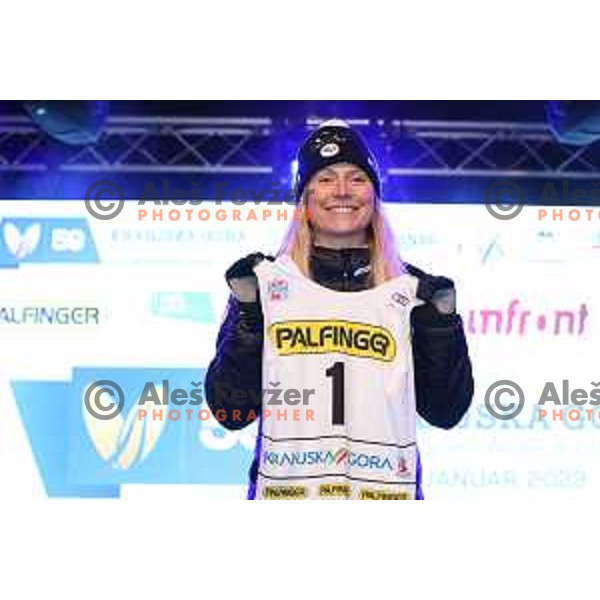 Tessa Worley (FRA) at official draw of starting numbers for AUDI FIS Ski World Cup Giant Slalom 59.Golden Fox - Zlata Lisica in Kranjska Gora, Slovenia on January 6, 2023