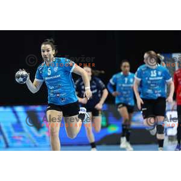 In action during EHF Women’s Champions league match between Krim Mercator (SLO) and BBM Bietigheim (GER) in Ljubljana, Slovenia on January 8, 2023 